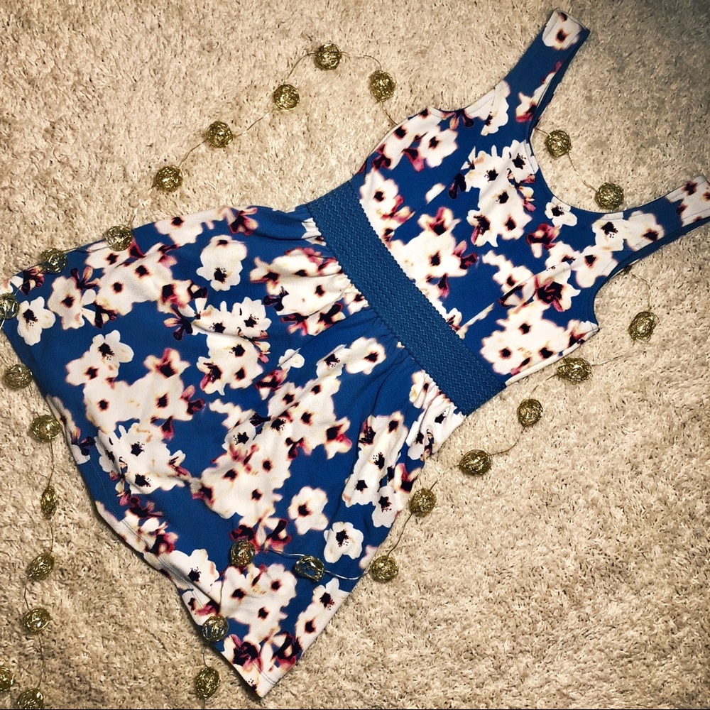 blue floral dress